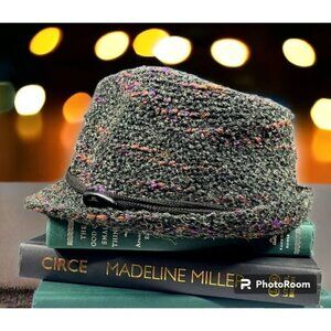 Y2K Mudd Trilby Fedora Boucle Black Multicolor Space Dye Cottage Baddie Grandpa